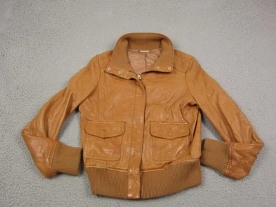 Chaqueta Guess Vintage Mujer Mediana Cuero Marrón Motociclista Marciano Cremallera Foto 1 de 4