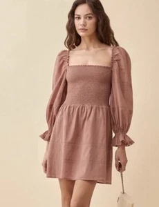 Reformation Dunes Mini Dress in Praline 100% Organic Cotton Size 4 - Picture 1 of 9