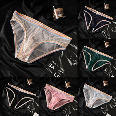 Slip a rete per uomo mutande a vita bassa con marsupio rigonfiamento comodo da indossare - Immagine 1 di 4