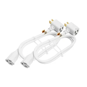 Cable 2 Pack 3 Feet Angled Indoor Extension Cord/Wire, 2 Outlet Piggyback Ext... - Picture 1 of 5