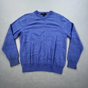 Daniel Bishop Pullover Herren mittelblau V-Ausschnitt 100% Merinowolle leichter Strick - Bild 1 von 9