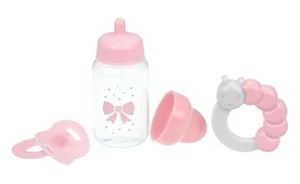 Rosa Baby Puppe Flasche, Rassel & Schnuller Set für hält Spielzeit! | Passend für viele... - Bild 1 von 6