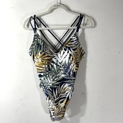 Traje de baño de una pieza con estampado de hojas tropicales Hurley talla grande correas entrecruzadas nuevo sin etiquetas Foto 1 de 4