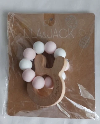 Mordedor Lila & Jack 100% silicona de grado alimenticio + madera nuevo. Foto 1 de 3