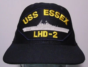 1990s Vintage USS ESSEX LHD-2 US Navy Military Patch SNAPBACK Hat Made in USA - Picture 1 of 12