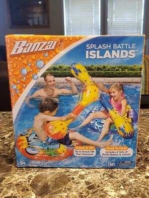 NEW Banzai Splash Battle Islands - Swim Fun Toys & Games - 2 Islands & 2 Batons - Image 1 of 3