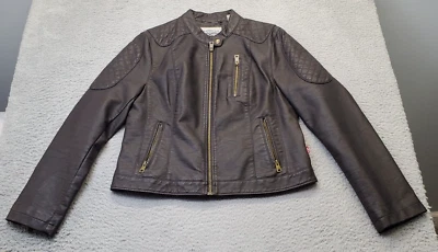 Jaqueta de motociclista feminina Levi's grande marrom manga longa zíper completo em excelente estado usado - Imagem 1 de 4