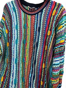 Vintage COOGI Sweater Mens M Colorful 3D Chunky Knit Biggie Cosby Australia 90s - Picture 1 of 15