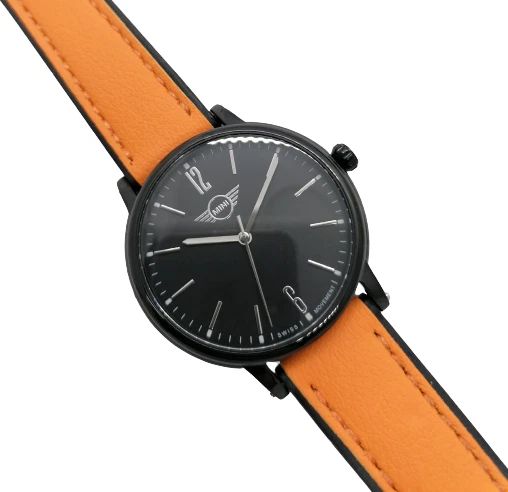 Reloj Mini Cooper BMW de cuero naranja para hombre y mujer hecho en Suiza caja de acero Foto 1 de 1