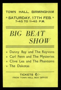 original UK 60's Gig Flyer : DAKOTAS / DANNY RAY & THE RAYVONS / CARL FENN - Picture 1 of 2