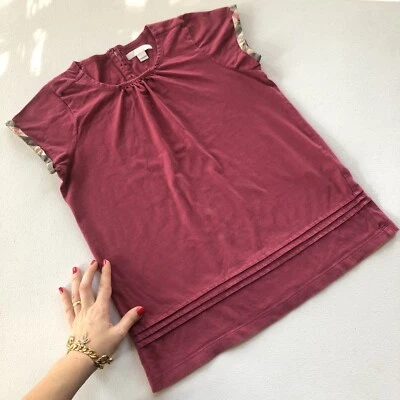 12-14 Años XS Auténtica BURBERRY Niña Mujer Top Camiseta Blusa Cuadros Pequeños Foto 1 de 4