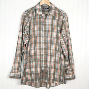 Southern Marsh Mens Button Down Shirt Green Plaid Check Long Sleeve Shirttail L - Picture 1 of 4