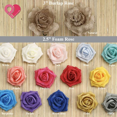 2"-3" Satin Burlap Foam Rose Bud Flower Applique Wedding Bridal Bouquet 12-96pcs - Image 1 of 4