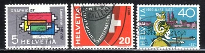 1957 Switzerland SC# 359-362 - Inking Decice,Printing Machine-3 Different - Used - Image 1 of 2