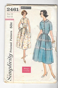 VTG 1950s Shirtwaist One Piece Dress Simplicity 2461 Sewing Pattern Size 12 Bust - Picture 1 of 2