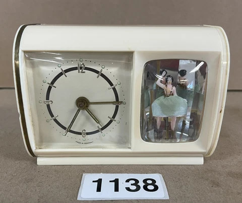 🎶🩰 Vintage German Ballerina Musical Mechanical Alarm Clock Reuge Cover