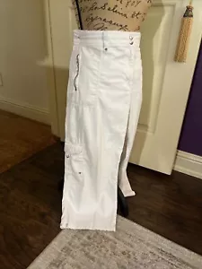 "Chicos Pantaloni Cargo Bianchi Tasche Cargo Bottoni Cerniere Large 2,5 36"" 23""" - Foto 1 di 12