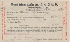 Ancient Order of United Workmen Grand Island Nebraska 1913 Flag cancel Postal ca - Picture 1 of 2