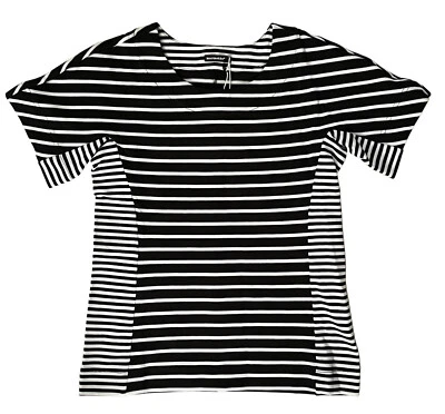 Camiseta de punto de algodón MARIMEKKO manga corta negra blanca a rayas talla XS NUEVA Foto 1 de 4