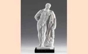 Skulptur Klassische Hercules Farnese CM 25 IN Pulver Alabaster Hergestellt Italy - Bild 1 von 1
