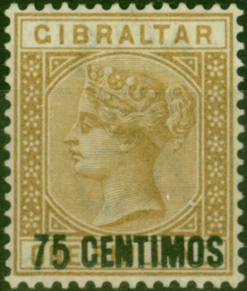 Gibraltar 1889 75c on 1s Bistre SG21 Fine LMM - Image 1 of 1
