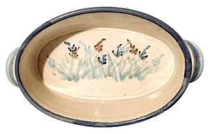 Servizio da forno con manici di Schaefer Pottery bianco e blu 8"L x 6"W 16 oz - Foto 1 di 5