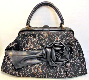 Bolso de Mano Jessica Simpson Vintage Estilo Retro Negro Marrón Floral Encaje - Imagen 1 de 12