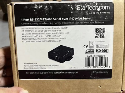 StarTech NETRS2321E 1 Port RS-232/422/485 Over IP Adapter - Image 1 of 4
