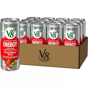 V8 +SPARKLING ENERGY Strawberry Kiwi Energy Drink Made W/ Real Vegetable & Fruit - Picture 1 of 7