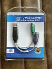 Black USB to Dual PS/2 Keyboard/Mouse Converter Cable Active Adapter, New!