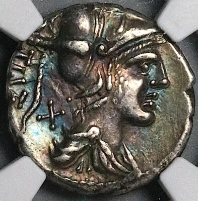 137 BC NGC Ch VF Veturius Roman Republic Denarius Oath Taking Scene (25012705C) - Image 1 of 4