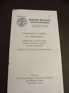 Vintage Columbia University Outline Of Classes Pamphlet 1930-1931 - Picture 1 of 5
