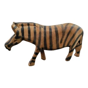 Zebra in legno intagliato a mano vintage safari fauna selvatica - Foto 1 di 8