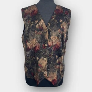 Laura II Gold Black Brocade Vest Button Front Formal M L - Bild 1 von 5