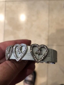 Blue Leather and Tripple Sterling Silver (925) Crystal Hearts Bracelet-WOW - Imagen 1 de 7