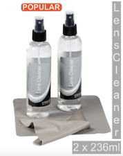 Optical Lens Cleaner 2 x 236ml Bottles and 2 Microfibre Cloths - Cleans Glasses