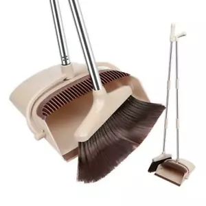Broom And Dustpan Set Vertical Brush And Dust Pot Combination Upright Cleaning - Picture 1 of 12