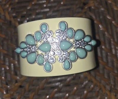Lia Sophia Cuff Bracelet Spritzer Crystal Faux Turquoise RetiredResin  Designer  - Image 1 of 3