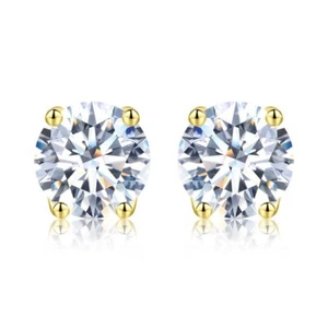 2CT Gold Plated Wedding Moissanite Unusual Halo Stud Earrings for Women Present - Picture 1 of 2