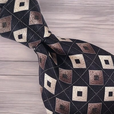 COVINGTON Men's 100% Silk Necktie, Color Black With Geometric Pattern.  - Image 1 of 4