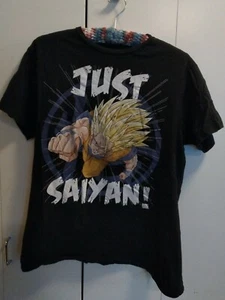 Dragon Ball Z Anime Vintage Anime Just Saiyan T-shirt Large Black Authentic GUC - Picture 1 of 6