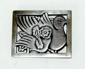 VINTAGE 1940'S STERLING DOVE & ORCHID BROOCH, PERU - Picture 1 of 1