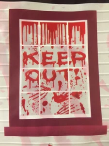 BLOODY WINDOW Keep Out Scene Setter Halloween party scary wall banner backdrop - Picture 1 of 1