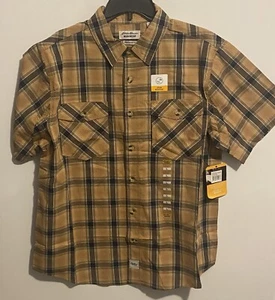Eddie Bauer Kurzarm Herren Large kariert gold sandfarben Foreman Fit - Bild 1 von 4