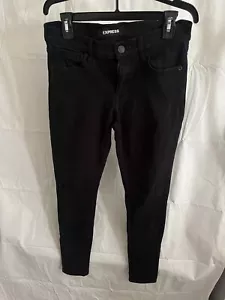 Express Women's Size 6R Black Skinny Dark Wash Cotton Blend Stretch Denim Jeans - Picture 1 of 3