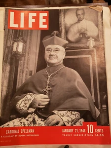 VINTAGE ** LIFE MAGAZINE ** January 21, 1946 - CARDINAL SPELLMAN - Picture 1 of 2
