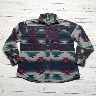 Camisa gamuza Cabela's vintage para mujer M púrpura verde suroeste franela abotonada Foto 1 de 4