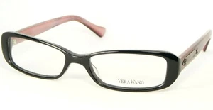 NEW Vera Wang V022 BK SHINY BLACK /PINK EYEGLASSES GLASSES FRAME 50-16-140mm - Picture 1 of 11