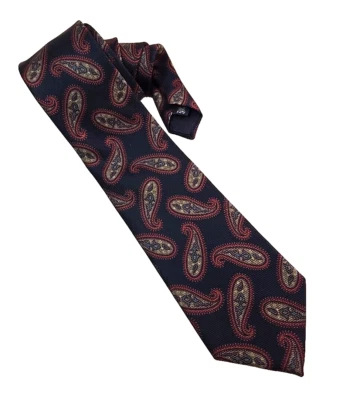 Burberrys of London 100% silk Black Burgundy Paisley Men's Neck Tie 57"x3.5" - Изображение 1 из 4
