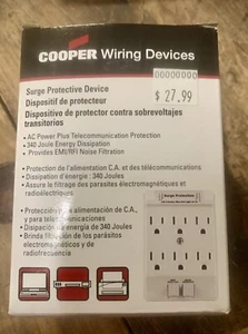 SURGE SUPPRESSOR COMPUTER PHONE FAX 340 JOULE COOPER 1162CG - Picture 1 of 2